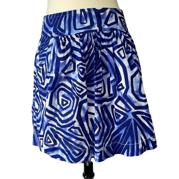 Victor Alfaro Blue Skirt 6 Abstract Lined Pockets Mini Career Printed - Picture 1 of 5